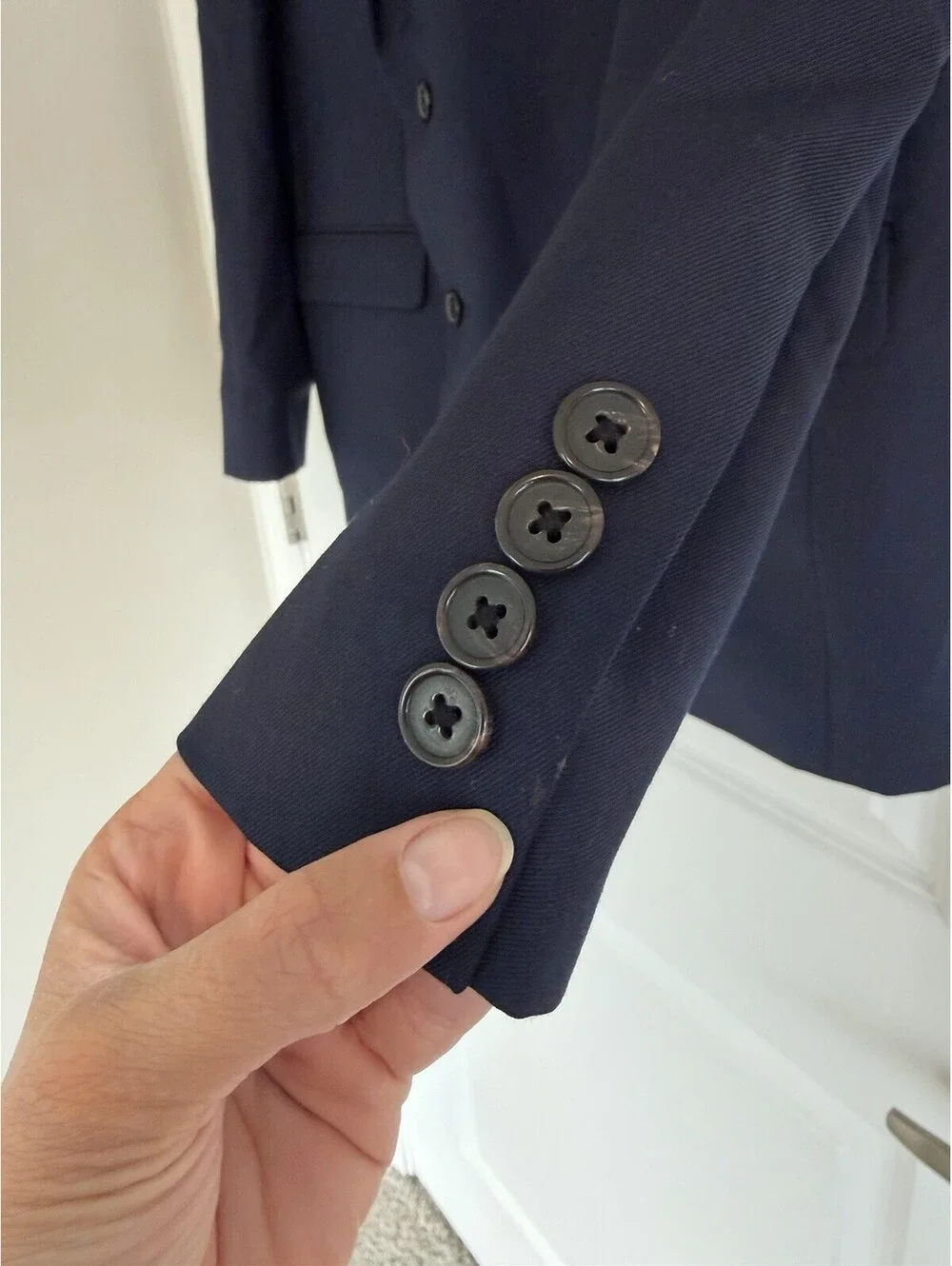 Lauren Ralph Lauren Navy Blue Blazer Size 46R Wool Blend Two Button Sport Coat